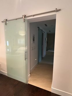 Frosted Glass Sliding Barn Door with Hardware x2