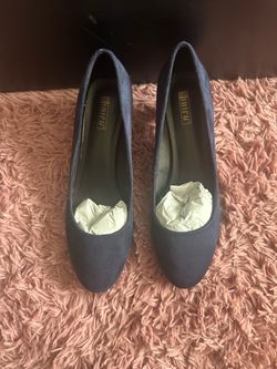 Blue suede heels