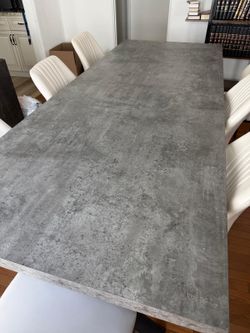 Modern Extendable Dining Table 75–115″ With 8 White Chairs