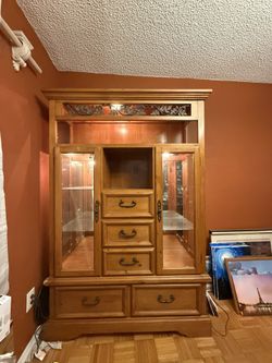 Wooden Cabinet with Glass Doors