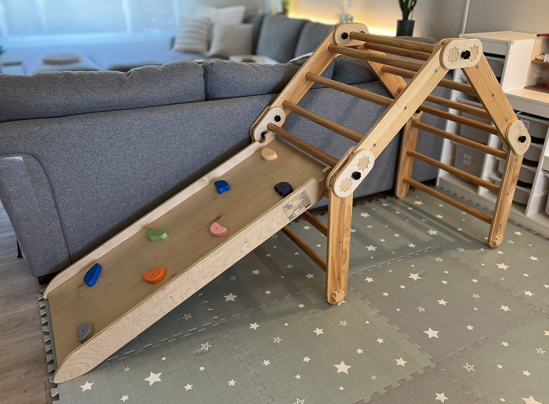 Pikler Triangle Kids Gym Climber Slide Rock Wall Modular  