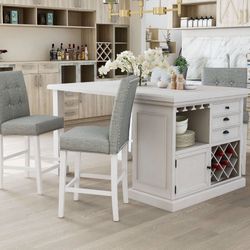  Brand New Antique White 5pc Counter Height Storage Dining Table Set 