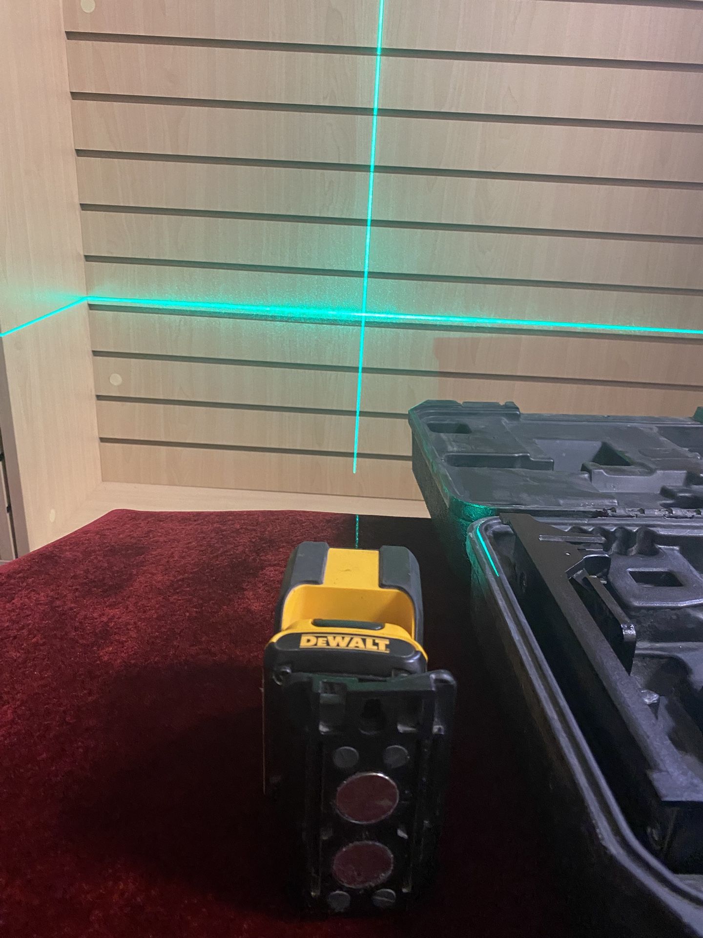 DEWALT 12V MAX Lithium-lon 100 ft. Green Self-Leveling 3-Beam 360 Degree Laser Level with  2,   2.0Ah Battery, Charger and Case 