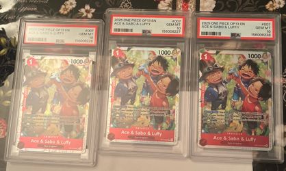 3 Ace & Sabo & Luffy OP13-007 Carrying On His Will Foil Psa 10 sequential