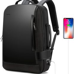 15.6 Inch Laptop Backpack, Business Smart, Convertible, Expandable, Anti-Theft, USB Charging, for travel, professional, office, Commuter With Bottle H