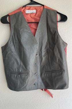 Jon’s Landing vintage gray leather vest Women’s Sz M