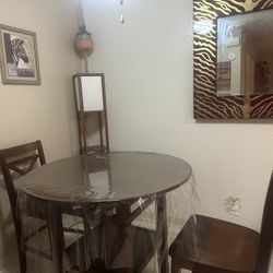 Cherry Wood Dining Table Set For 2