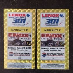 2009 NASCAR Lenox 301 Race Tickets Pair-Signed Joey Lagano