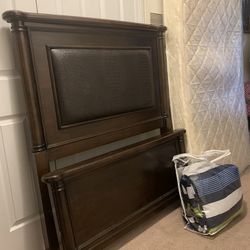 Leather Twin Bed, Mattress, Bed In Bag