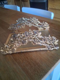 Vintage Rose Brass Napkin Holder — Gold — Floral — Flowers — Home Decor