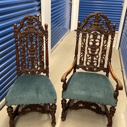 Pair Of Gothic Antique Chairs 