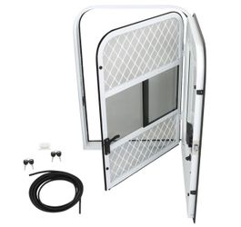 28” x 38” RV Camper Aluminum Teardrop Trailer Entry Door + screen White Universal W Lock Keys Motorhome