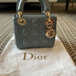 Mini Lady Dior Blue Top Handle Bag 