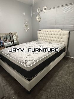 New Queen bed frame with mattress