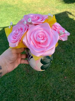 READY FOR PICK UP Mother’s day gift tazita de cafe with its ribbon flowers