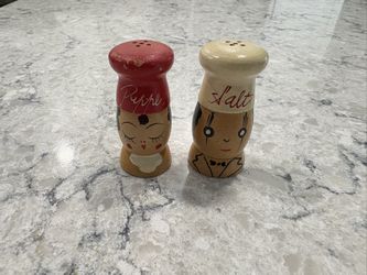 Vintage Miniature Wooden Salt and Pepper Shakers 