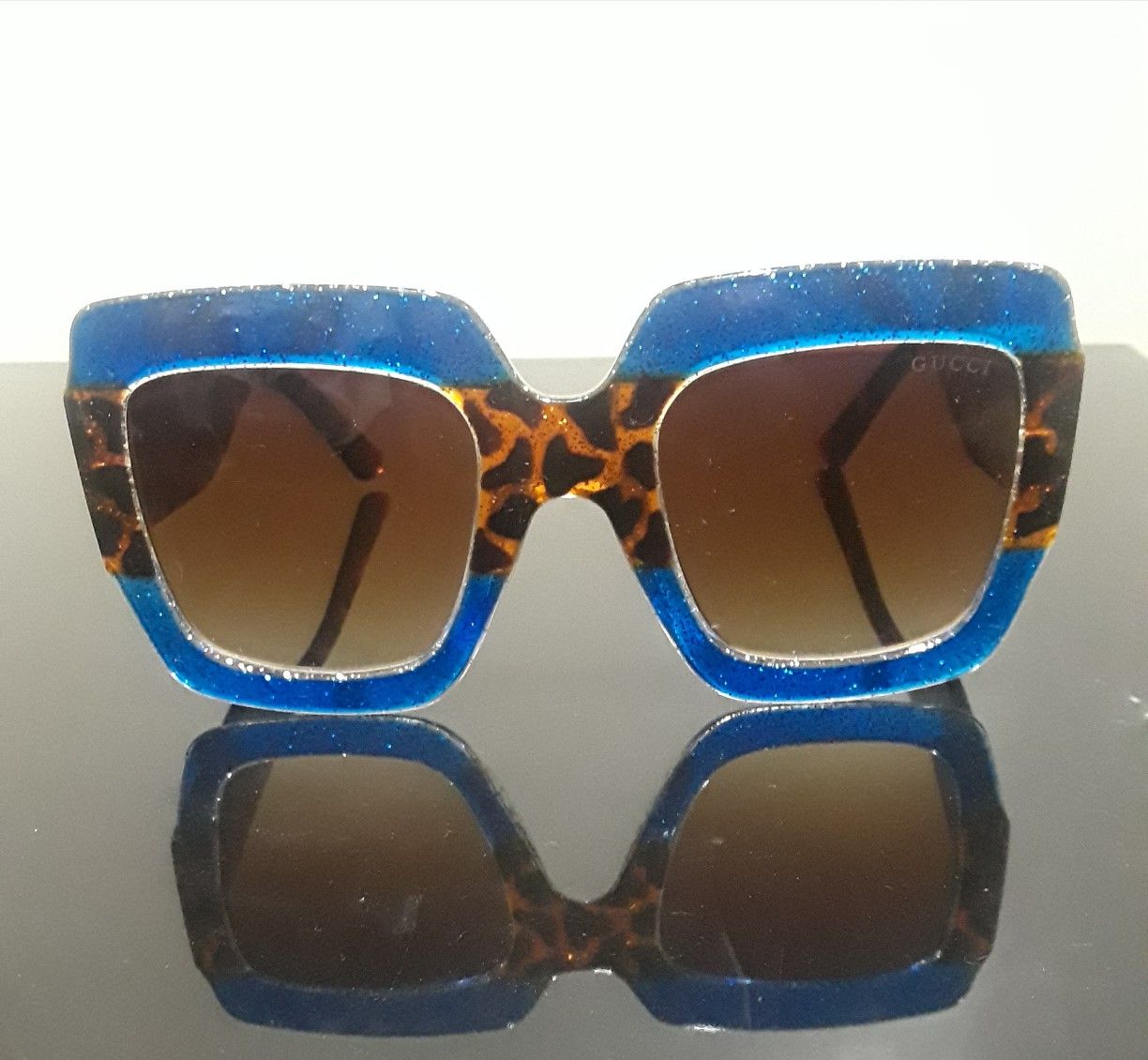 Cheetah Print blue and brown Gucci Sunglasses