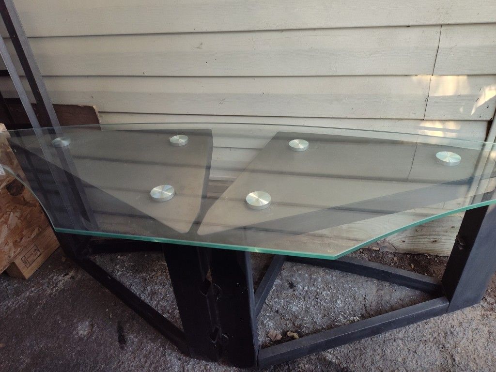 Black Metal Glass Table