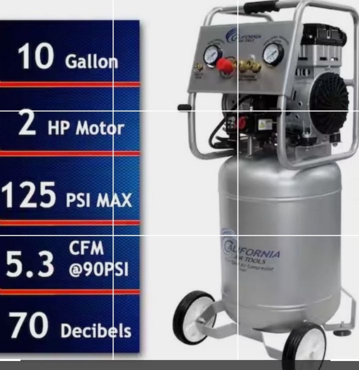 California Air Tools 10 Gal. 2.0 HP Ultra Quiet and Oil-Free Electric Air Compressor