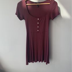 Forever 21 Maroon Pleated Dress