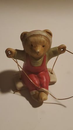 Unique Teen Bear Face Figurine On Swing
