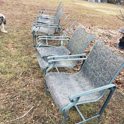 Brown Jordan Patio Sling Chairs - Qty - 6 Needs Reweb