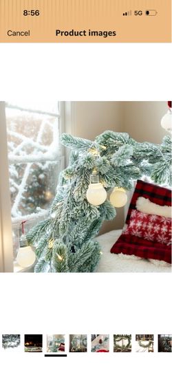 Snow Pine Garland Flocked Christmas Garland for Staircase Snowy Christmas Decorations Long Branches Pine Garland with Snow 12T