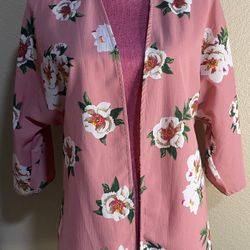 Pink Floral Printed Kimono Cardigan Women’s Small