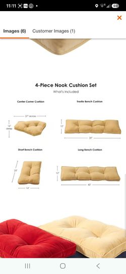 Hyatt Buttercream 4-Piece Microfiber Kitchen Nook Cushion Set