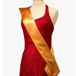 Blank Satin Sash Gold , 5 Pack Solid, 50" Long, 5.5" Wide