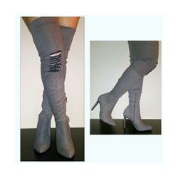 Ripped high boots