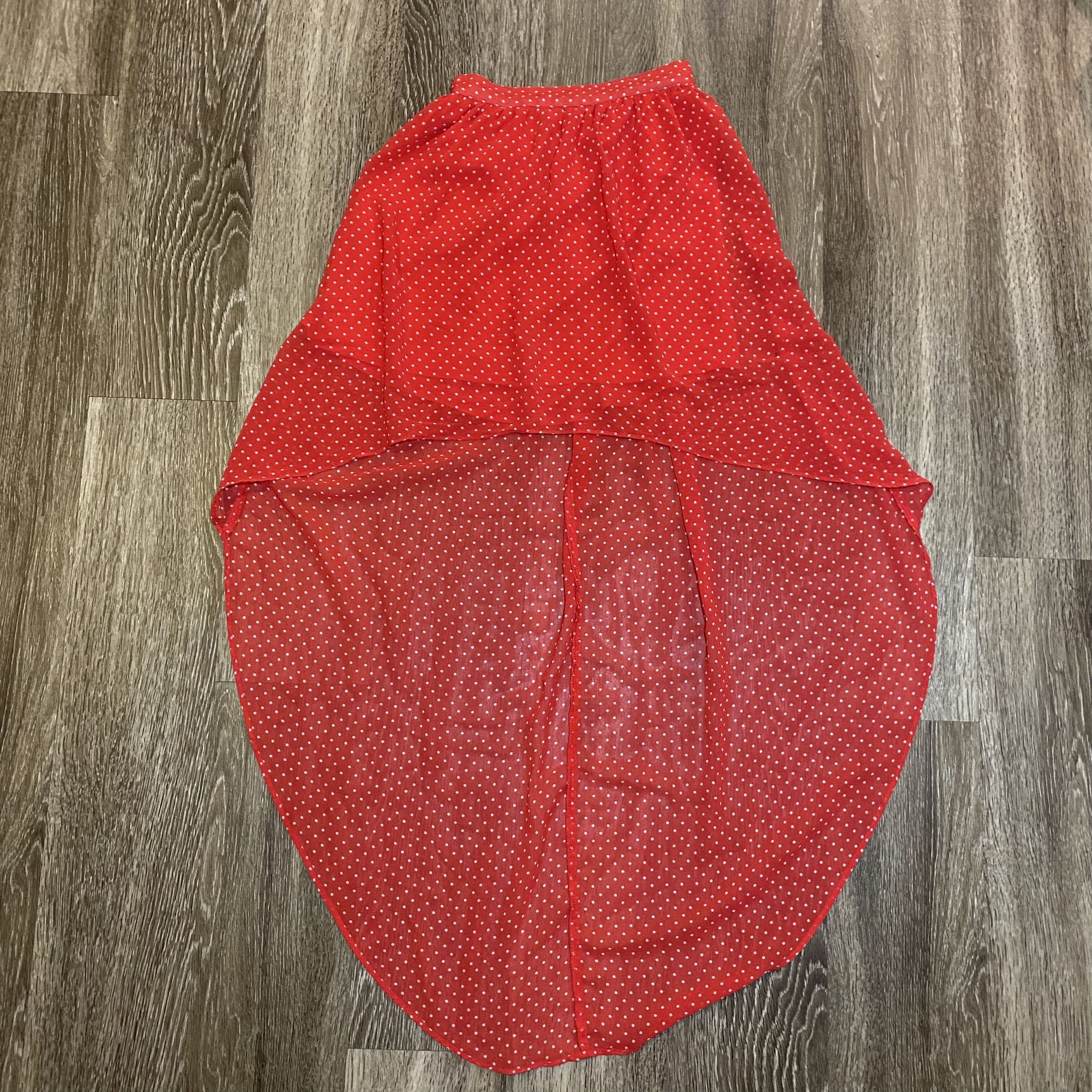 Red Polka Dot High-Low Skirt - XS
