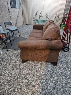 Large brown couch.