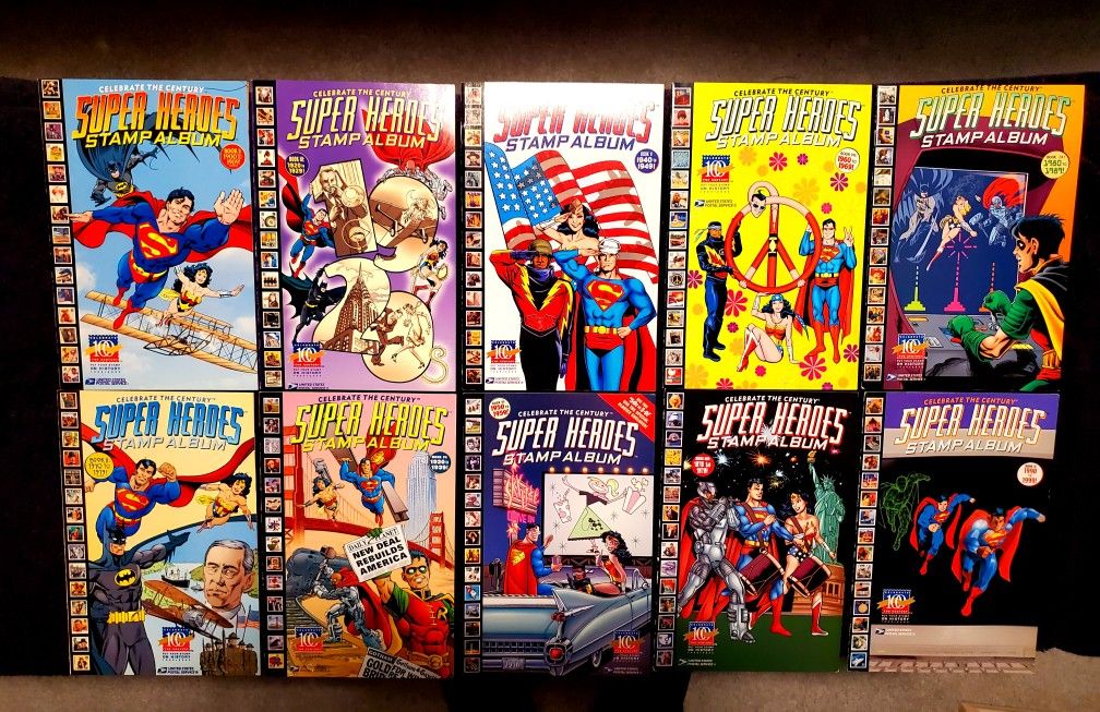 Celebrate the century, Super Heroes stamp albums comic book grouping