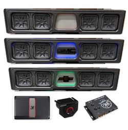NEW FULL BASS PACKAGE KICKER AUDIO CUSTOM BOX INSTALLED FIT CHEVY SILVERADO GMC SIERRA CREW CABS