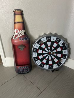 Bottle opener and magnetic dart board