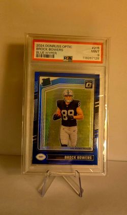 2024 Panini Donruss Optic - Brock Bowers #215 Blue Hyper Prizm (RC) PSA 9