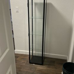 Glass-door cabinet, black