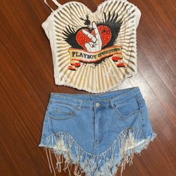 Playboy Revolution Corset, Gem Denim Shorts