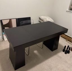 Black Wolbach 55 Inches Executive Desk with Double Trapezoid Base, MISSING PARTS AND DAMAGED