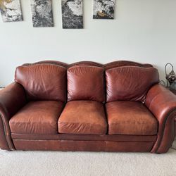  Brown Leather sofa, Top Grain Genuine Leather