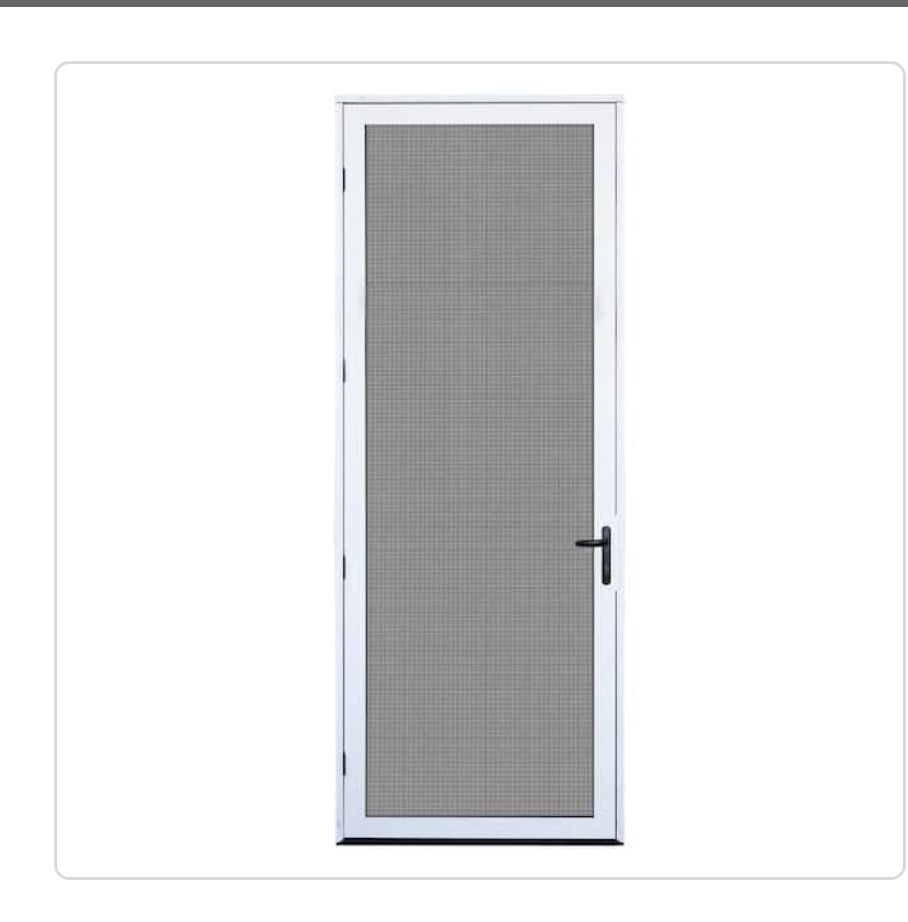 Unique  Home Design 96 x 36 in White Surface Mount Right Hand Ultimate Security Screen Door Whit Meshtec Screen
