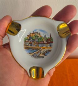 Vintage Small Porcelain Personal Ashtray Salzburg Austria Souvenir