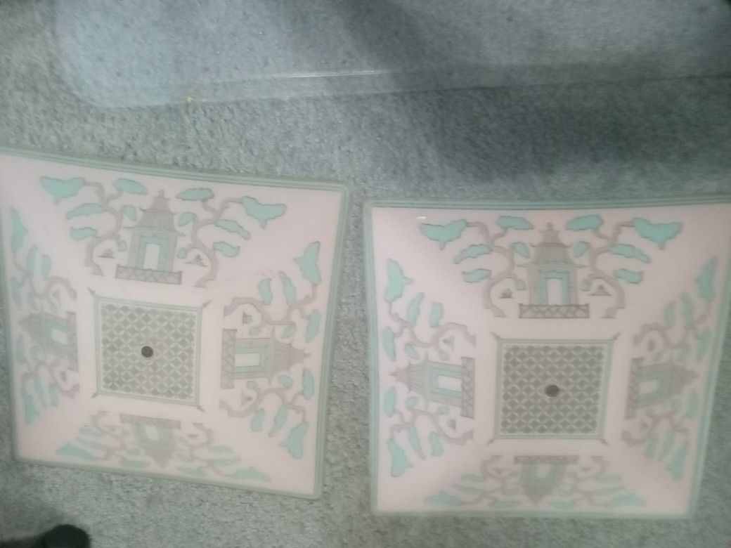 2 Pink Vintage Ceiling Lamps From 1983