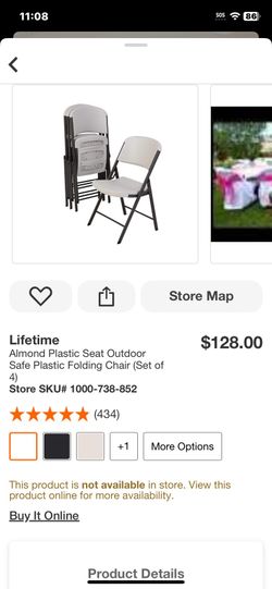 Lifetime Almond Plastic Seat Outdoor Safe Plastic Folding Chair (Set of 4)