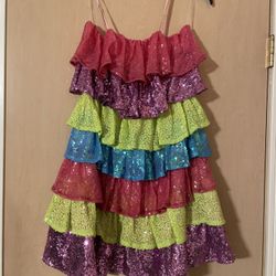 Brand new with tags adorable multi colored sequin ruffled dress.  Size small   Super cute 