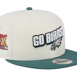 Men's New Era Cream/Midnight Green Philadelphia Eagles Super Bowl LIX Champions Side Patch Two Tone 9FIFTY Snapback Hat