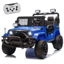 24V Two-seater Kids Ride On Electric Truck Car W/Parents Control,2wd,Four-wheel Suspension, 8.66in Ground Clearance, LED & Searchlights, Bluetooth, Mu