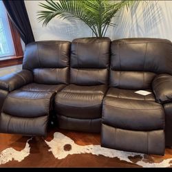 Leather Powered Reclining Sofa Brand New 