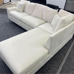 Beige L Shape Corner Upholstered Sectional Sofa/Couch 